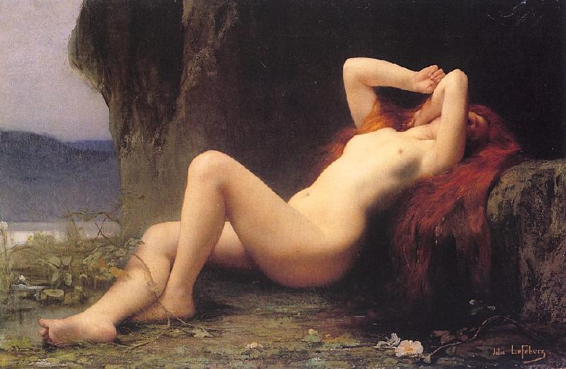 Lefebvre, Jules Joseph Mary Magdalen in the Grotto oil painting image